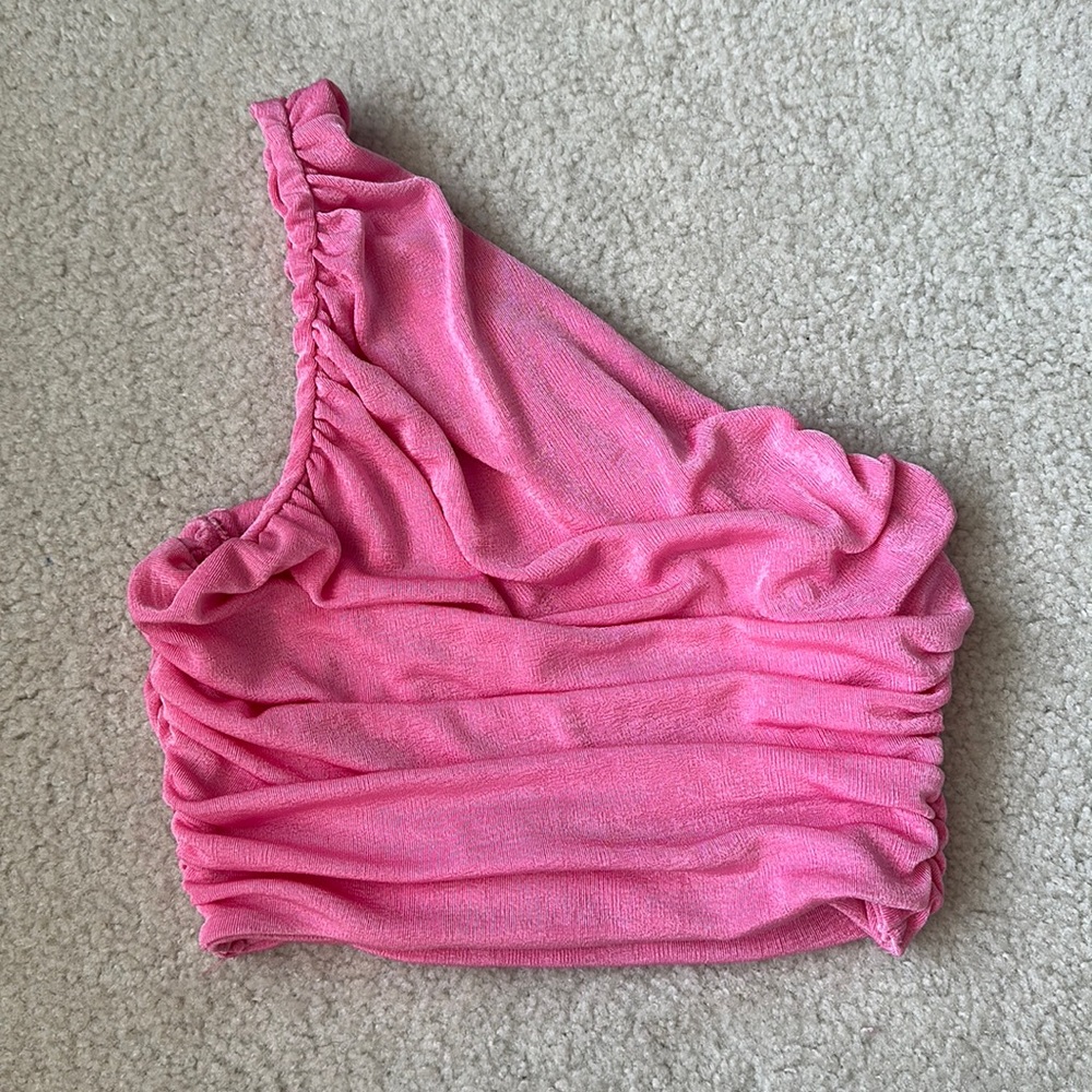 Cinched one shoulder top